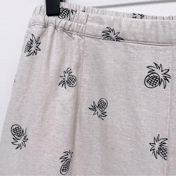 COLDWATER CREEK Linen Tropical Pineapple Print Pull On Wide Leg Pants, size S - Picture 4 of 9
